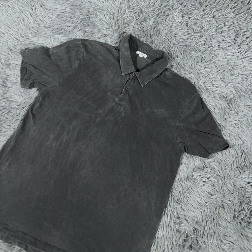 James Perse Shirt 3 Large Gray Polo Sueded Jersey Garment Dyed Supima Mens